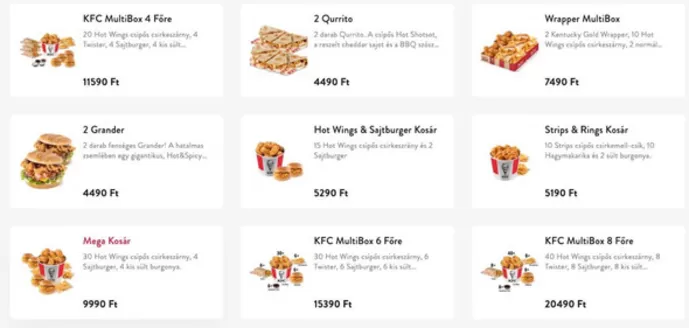 KFC katalógus | Menu | 2025-10-27T00:00:00.000Z - 2025-11-17T00:00:00.000Z