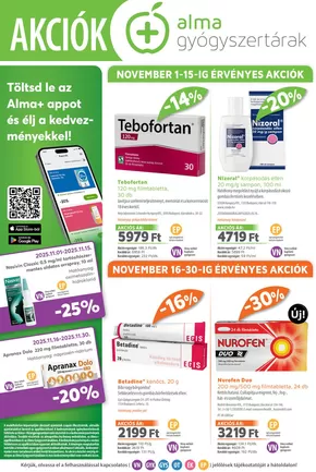 Alma Gyógyszertárak katalógus, Csákvár | 2025 . november | 2025-11-01T00:00:00.000Z - 2025-11-30T00:00:00.000Z