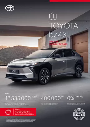 Toyota katalógus, Fót | arlista toyota uj bZ4x | 2025-11-01T00:00:00.000Z - 2025-12-31T00:00:00.000Z