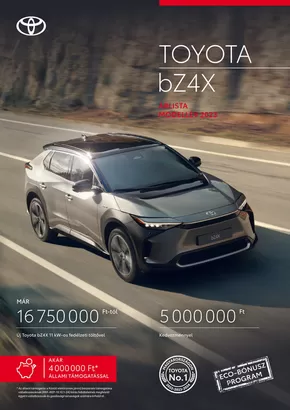 Toyota katalógus, Monor | Toyota bZ4X MY23 | 2025-02-24T00:00:00.000Z - 2026-02-24T00:00:00.000Z