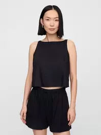 リネンブレンド エプロントップス