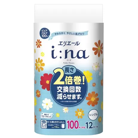 大王製紙 エリエールイーナ トイレットペーパー 12ロール シングル100m
