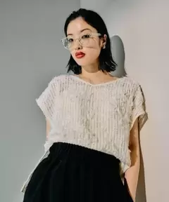ニュアンス柄レーシーフレンチスリーブ