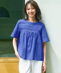 【WEB&一部店舗限定】コットンローン ピンタック フレア ブラウス