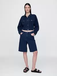 11インチ ミッドライズ フレンチテリーデニム ロングラインショートパンツ
