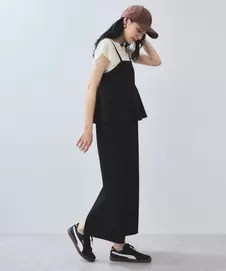 【WEB限定】【美easy】ウーリッシュ ペプラム切替キャミワンピース【洗える】
