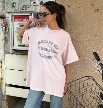 Roxy ACTIVE EDGE ウィメンズ 半袖Tシャツ オーバーサイズ ビッグT ティーシャツ カレッジ風