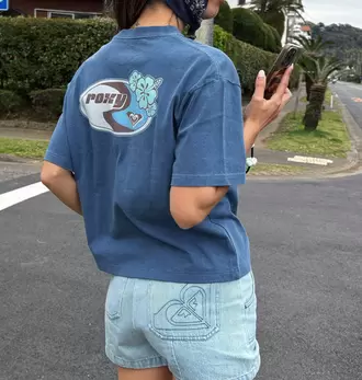 Roxy HANGLOOSE ウィメンズ 半袖Tシャツ ドロップショルダー ヘリテージロゴ <2025 RETRO SURF COLLECTION>