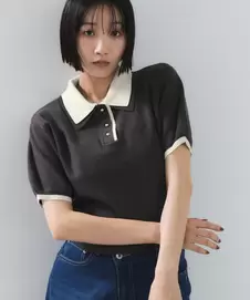 ダブルカラーポロトップス