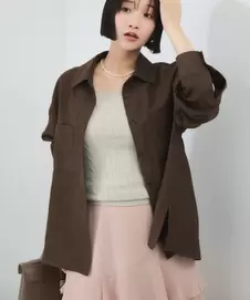 スエードライクロングスリーブシャツ