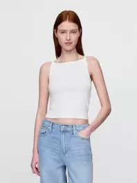 モダン エプロンネック クロップド タンクトップ