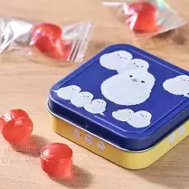 キャンディ缶　シマエナガ柄　ブルー　1個
