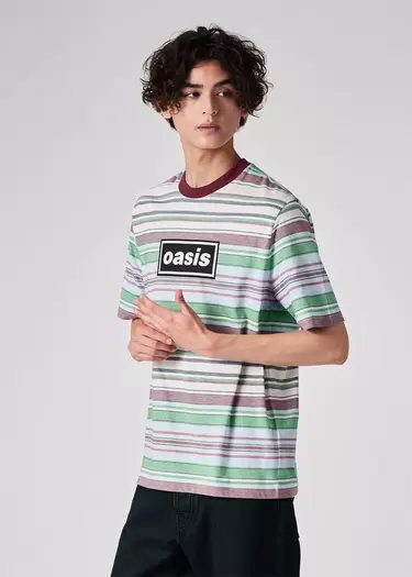 Paul Smith × Oasis ストライプ＆ロゴ Tシャツ
