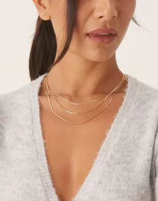 DesignB London multirow chain necklaces in gold