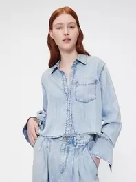 GapStudio ドレープデニム クロップドシャツ