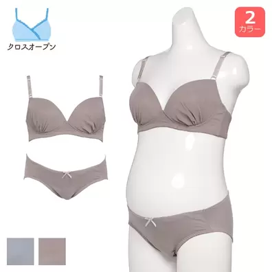 ノンワイヤークロスオープンブラ&ローライズショーツセット（シフォンレース）