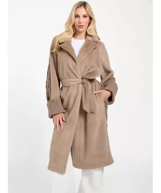 LUCREZIA Faux Fur Knit Coat ロングコート