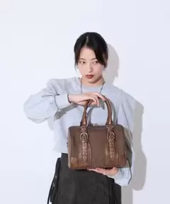 スタッズジャガードモノグラムボストン