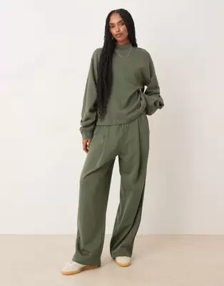 ASOS DESIGN co-ord with waffle panel detail in khaki - KHAKI