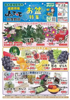 橿原市での産直市場よってってのカタログ | 魅力的なオファーを発見する | 2025-08-07T00:00:00.000Z - 2025-08-13T00:00:00.000Z