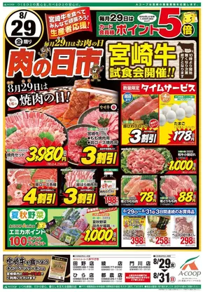 つくば市でのエーコープみやざきのカタログ | 現在の特別プロモーション | 2025-08-29T00:00:00.000Z - 2025-08-31T00:00:00.000Z