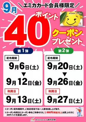 吹田市でのエーコープみやざきのカタログ | 現在の特別プロモーション | 2025-09-06T00:00:00.000Z - 2025-09-27T00:00:00.000Z