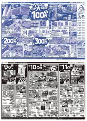 山形市でのエーコープ近畿のカタログ | 大均一祭企画 | 2025-09-09T00:00:00.000Z - 2025-09-11T00:00:00.000Z