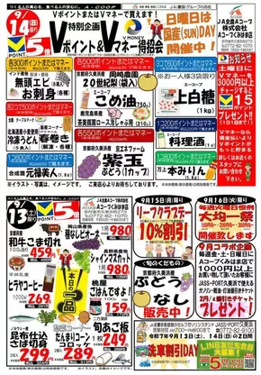 エーコープ近畿のカタログ | Vポイント＆Vマネー得招会企画 | 2025-09-13T00:00:00.000Z - 2025-09-14T00:00:00.000Z