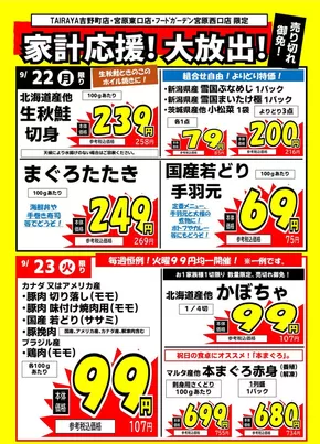 さいたま市でのたいらやのカタログ | 掘り出し物ハンターのための素晴らしいオファー | 2025-09-23T00:00:00.000Z - 2025-10-07T00:00:00.000Z