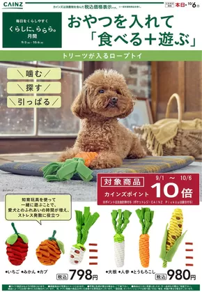 名古屋市でのカインズホームのカタログ | トリーツが入るロープトイ | 2025-09-30T00:00:00.000Z - 2025-10-04T00:00:00.000Z