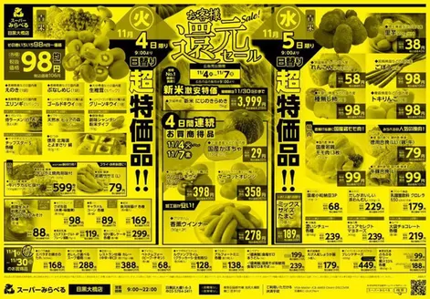 スーパーみらべるのカタログ | 割引とプロモーション | 2025-11-04T00:00:00.000Z - 2025-11-30T00:00:00.000Z