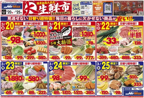 ミスターマックスのカタログ | 大生鮮市320325 | 2026-03-20T00:00:00.000Z - 2026-03-25T00:00:00.000Z