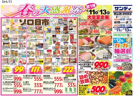 サンディのカタログ | 現在の掘り出し物とオファー | 2026-04-11T00:00:00.000Z - 2026-04-13T00:00:00.000Z