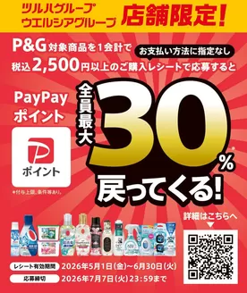 ウェルネスのカタログ | 51630 ウェルネス PG衣食住洗剤PayPay30還元キャンペーン | 2026-04-30T00:00:00.000Z - 2026-06-30T00:00:00.000Z