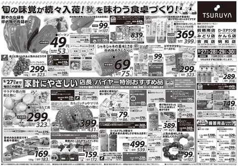 ツルヤのカタログ | 選ばれた製品の素晴らしい割引 | 2026-08-27T00:00:00.000Z - 2026-09-30T00:00:00.000Z