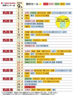 京王ストアのカタログ | 選ばれた製品の素晴らしい割引 | 2026-09-01T00:00:00.000Z - 2026-09-30T00:00:00.000Z