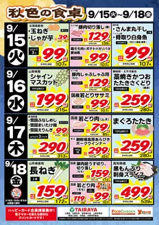 たいらやのカタログ | すべての掘り出し物ハンターのためのトップオファー | 2026-09-15T00:00:00.000Z - 2026-09-18T00:00:00.000Z