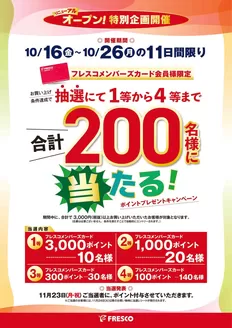 フレスコのカタログ | 掘り出し物ハンターのためのオファー | 2026-10-16T00:00:00.000Z - 2026-10-26T00:00:00.000Z