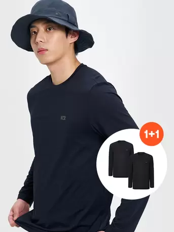 [온라인전용] 1+1 테크드라이 긴팔티(공용) (Black)