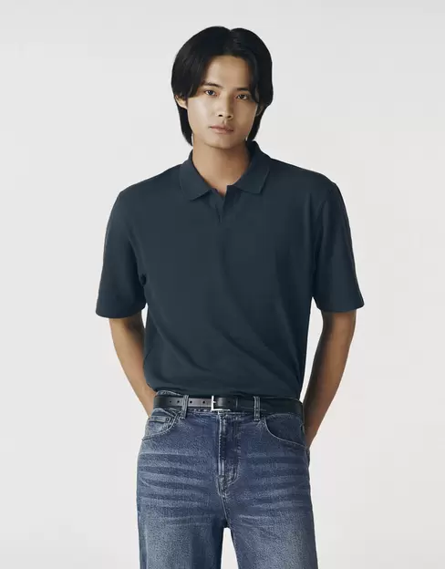 텍스처 폴로 반팔 티셔츠