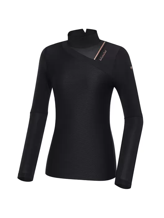 여성 WL W.ICE 조직감 메쉬 하이넥 티셔츠 (Black)