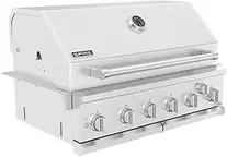 Spire Premium 6 Burner Built In Gas Grill Island Head, Stainless Steel 36 Inch Propane Grill with Rear Burner, 73,000 BTUs, 904 SQ In Racks with Dual Fuel Compatibility - 740-0781P