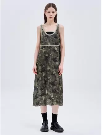 Taped Tank Dress - Olive