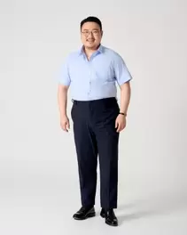[90~130 SIZE] [SOFT&SILKY] 블루 T/C 반팔 드레스 셔츠
