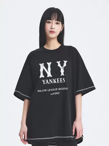베이직 쿠퍼스 로고 메가 오버핏 기능성 반팔 티셔츠 뉴욕양키스
