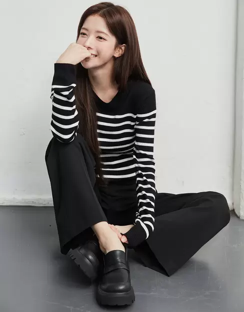 NEW [노정의] 여자 립 크루넥 스웨터 14GG