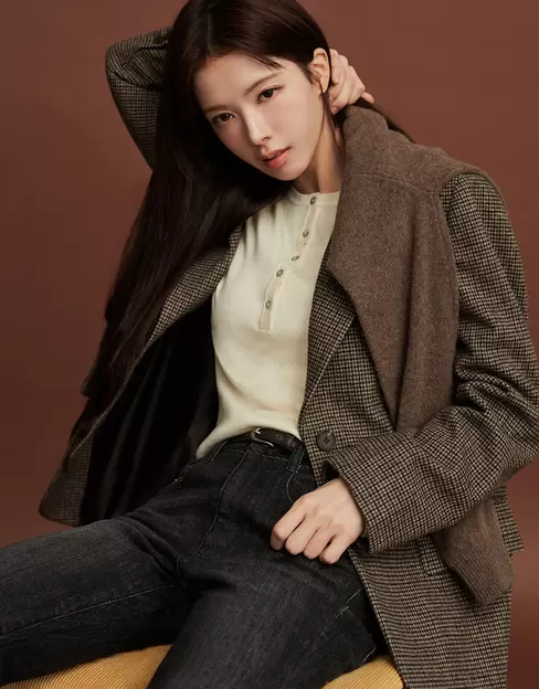 NEW [노정의] 여자 헨리넥 긴팔 니트 스웨터 14GG