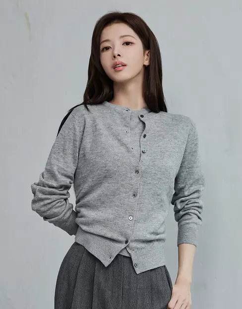 NEW [노정의] 여자 크루넥 긴팔 가디건 12GG
