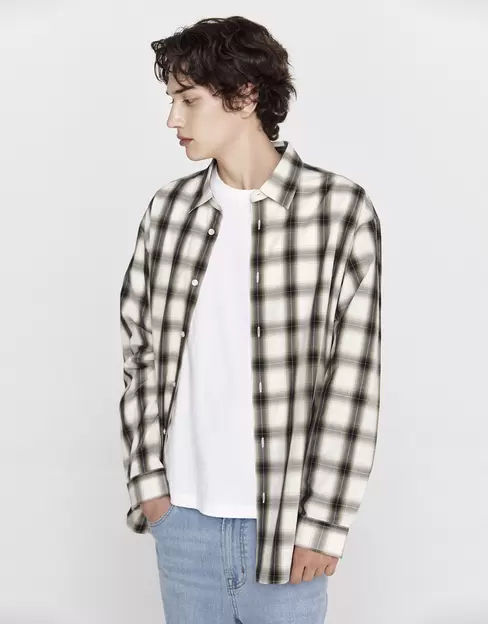 NEW 남자 포플린 체크 셔츠
