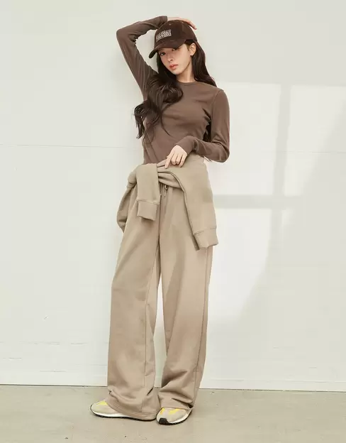 NEW [노정의] 여자 언브러시드 테리 스트레이트 팬츠